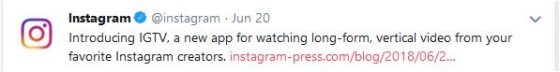 IGTV Twitter anouncement
